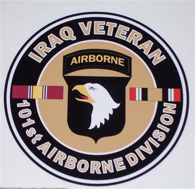 Iraq Veteran 101st Airborne Circle   Full color Graphic Window Decal Sticker