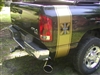 Black truck w/ Gold Your Text IRON CROSS Bed Side Stripes (Sold as a Pair)