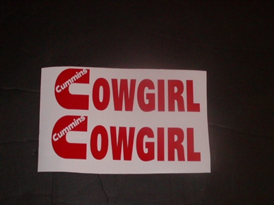 Pair of Cummins Cowgirl logo Window Decals