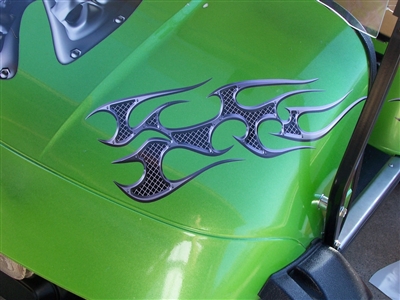 Green EZGO w/ Real Metal Full Color Tribal Flame Graphics