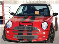 Red Mini Cooper w/ Black 8" Rally Stripe Set