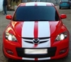 Red Car w/ White 10" Rally Stripes