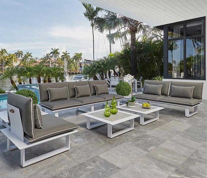 Samosi Modern White Aluminum Outdoor Lounging Collection in GREY