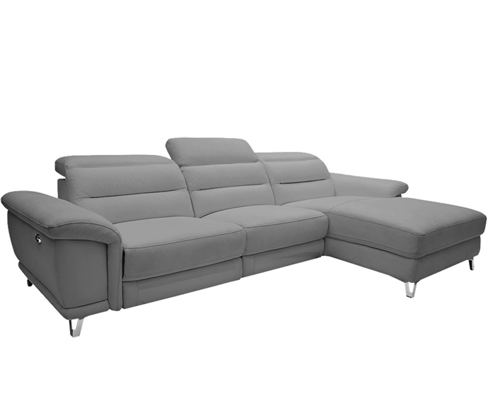 Lorenzo Modern Double recliner Sectional Grey Leather