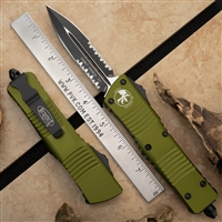 Microtech Combat Troodon 142-2OD D/E Partial Serrated Black Blade Green Handle
