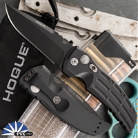 Hogue 34130 EX-A01 Elishewitz Design AUTO Black Drop Point Blade, Black Aluminum Handle