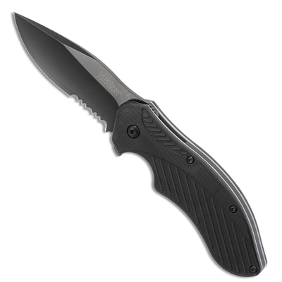 Kershaw 1605CKTST Clash Assisted Flipper Knife 3" Black Combo Blade, Black Polyimide Handles
