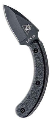 KA-BAR 1494 TDI Ladyfinger Fixed Blade Knife 1.875" AUS-8A Black Plain Blade, Black Zytel Handles, Hard Plastic Sheath