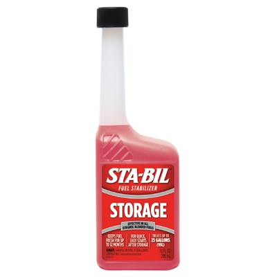 Sta-Bil 22206 Fuel Stabilizer Red 10 ounce Bottle helps eliminate the need to drain fuel prior to storage.