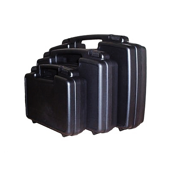 10in x 6in x 2.75in 608 Shipping & Carrying Case Foam Filled, Injection molded, Dual sliding latches, Stackable, Padlockable, Custom interiors available, Hot stamping or screening available