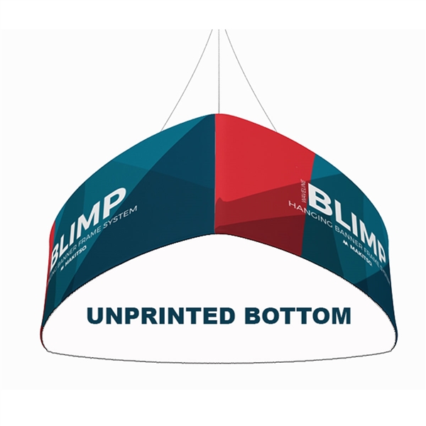10ft x 48in MAKITSO Blimp Curved TRIO (Triangle)  Hanging Tension Fabric Banner with Blank Bottom. This overhead signage features curved triangle shape, lightweight aluminum frame, high quality fabric graphic and fast shipping