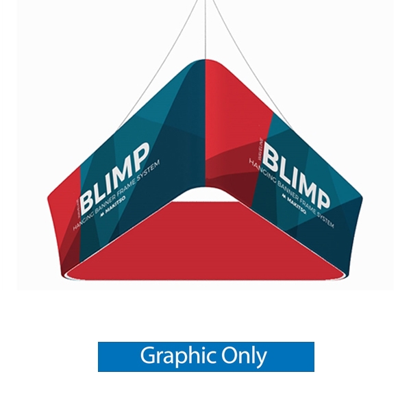 10ft x 48in MAKITSO Blimp Trio Tapered Hanging Tension Fabric Banner Double Sided Graphic Only.  Blimp series of hanging signs and displays is an affordable solution for the trade shows. The sign combine the high quality materials with a new lower price.
