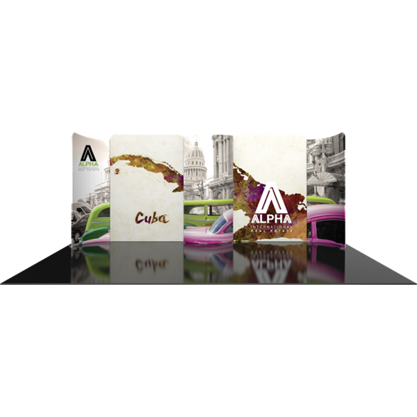 20ft Modulate Backwalls with Magnetic frames are a stylish way to display media at any tradeshow, event, retail or expo. These trade show displays feature unique angles & shapes that can be changed to create new booths! Portable & easy to assemble.