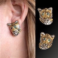Leopard Earrings "Kopje Cats Too" by wildlife artist and jeweler Daniel C. Toledo, Toledo Wildlife Works of Art