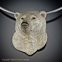 Polar Bear Pendant "Conqueror of the North" by wildlife artist and jeweler Daniel C. Toledo, Toledo Wildlife Works of Art