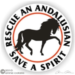 Andalusian Horse Rescue Sticker or Static Cling Decal