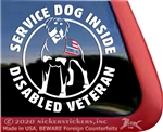 Rottweiler Service Dog Disabled Veteran Car Truck RV Window Decal Sticker