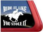 Galloping Male Rider Horse Trailer Window Decal