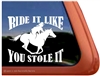 Galloping Female Rider Horse Trailer Window Decal Sticker