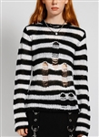 TRIPP NYC Rag Stripe Sweater BLACK/WHITE