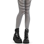 DEMONIA Horizontal Striped Pantyhose/Nylons/Tights [Black/White]