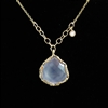 Danielle Welmond Blue Chalcedony and Dangling Diamond Gold Lace Necklace