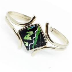 Embracing Wing Cuff featured in Green and Black -  Sterling Silver