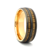 STEEL REVOLTâ„¢ Comfort Fit 8mm Tungsten Carbide Wedding Ring With Genuine Wood from M1 Garand Rifle and Rose Gold Color Accents