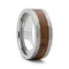 STEEL REVOLTâ„¢ Comfort Fit Hammered Look Tungsten Carbide Wedding Ring Wood from Genuine Jack Daniels Whiskey Barrel