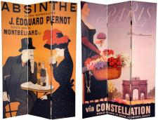 6 ft. Tall Double Sided Absinthe Canvas Room Divider Screen