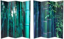 6 ft. Tall Double Sided Bamboo Tree Canvas Room Divider Screen 4 Panel