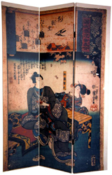 6 ft. Tall Double Sided Japanese Figures Room Divider