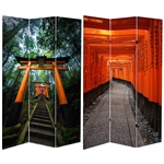 6 ft. Tall Double Sided Japanese Torii Gate Canvas Room Divider Screen
