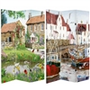 6 ft. Tall Double Sided Country Village Canvas Room Divider