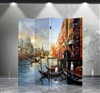 6ft Tall Art Print Room Divider Venitian Canal Painting 4 Panels
