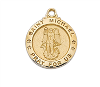 St. Michael  Gold Plated Medal on 18" Chain