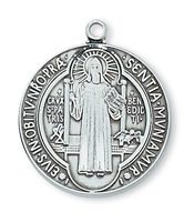 St Benedict Sterling Silver on 24" Adjustable Chain