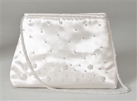 White Beaded First Communion Purse with handle