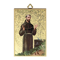 4" x 6" Gold Foil Saint Francis of Assisi Mosaic Plaque