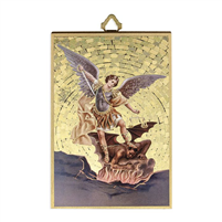 4" x 6" Gold Foil Saint Michael Mosaic Plaque