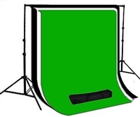 NEW Backdrop Stand System & Muslin 10'x12' Black /White /Green Backdrops Kit