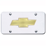 Gold Chevrolet Bowtie Logo on Chrome License Plate