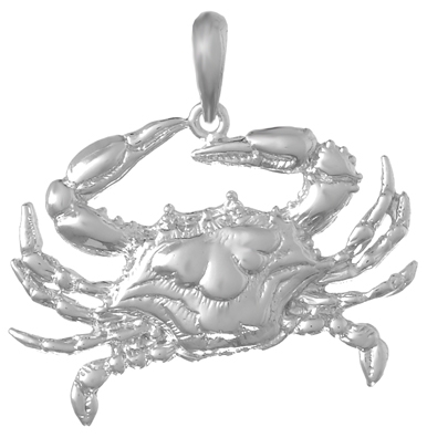 Sterling Silver Blue Crab Pendant (Large)