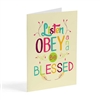 Upbuilding greeting card featuring Luke 11:28: "happy are those hearing the word of God and keeping it!"