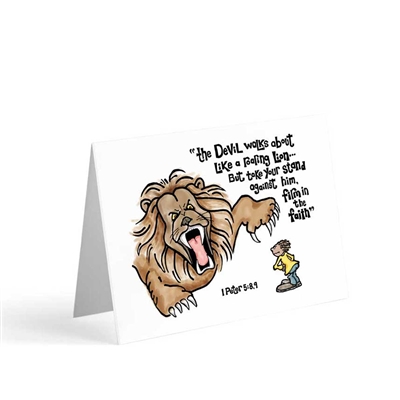 Illustrated greeting card based on 1 Peter 5:8, 9