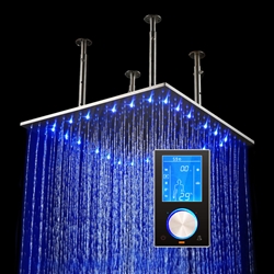 24" Multi Color Water Powered Led Ceiling Mount Shower Head