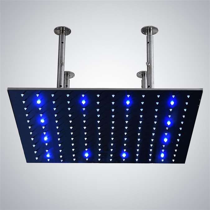 Nickel Color Changing Water Powered Led Ceiling Mount Shower Head