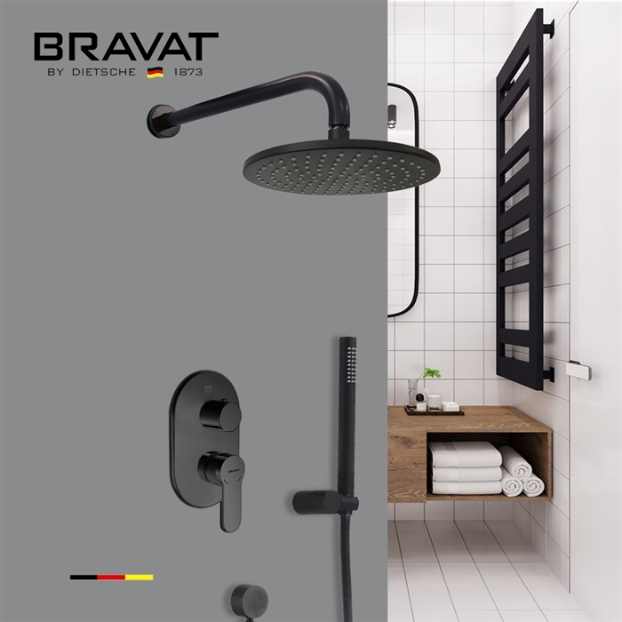 Hostelry Bravat Matte Black Rainfall Shower Set with Handheld Shower