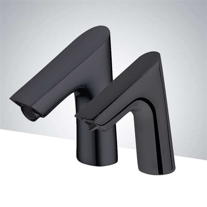 Toulouse Matte Black Automatic Motion Sensor Faucet and Deck Mount Soap Dispenser in Matte Black for Restrooms
