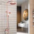 Wall Mount Bathroom Tub Faucet Shower Head with Hand Sprayer in Rose Gold